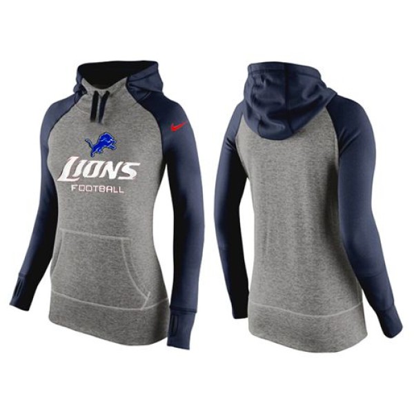 Women's Nike Detroit Lions Performance Hoodie Grey   Dark Blue