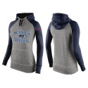 Women's Nike Seattle Seahawks Performance Hoodie Grey   Dark Blue_2