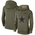 Women's Dallas Cowboys Olive Salute To Service Team Logo Performance Pullover NFL Hoodie