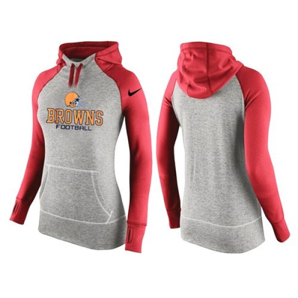 Women's Nike Cleveland Browns Performance Hoodie Grey   Red_1
