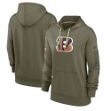 Women's Cincinnati Bengals 2022 Olive Salute To Service Therma Performance Pullover Hoodie(Run Small)