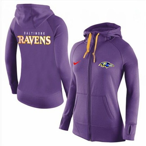 Women's Nike Baltimore Ravens Full-Zip Performance Hoodie Purple