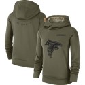 Women's Atlanta Falcons Olive Salute To Service Team Logo Performance Pullover NFL Hoodie