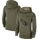 Women's Arizona Cardinals Olive Salute To Service Team Logo Performance Pullover NFL Hoodie