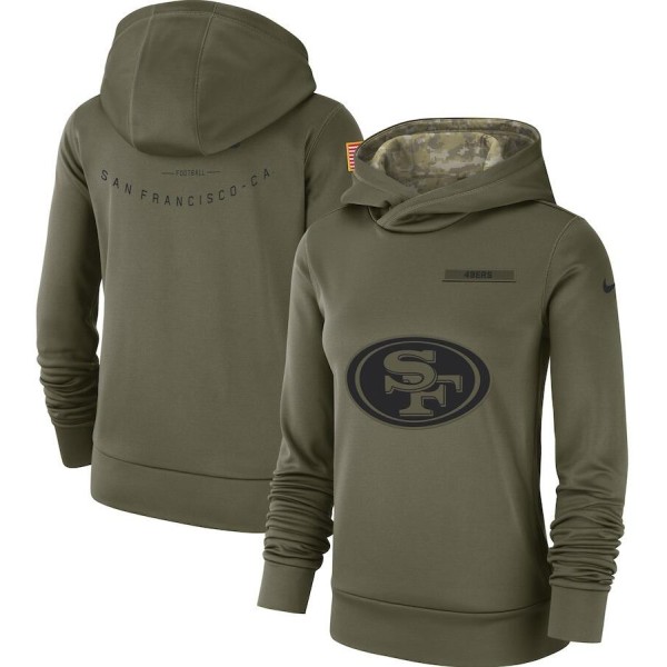 Women's San Francisco 49ers Olive Salute To Service Team Logo Performance Pullover NFL Hoodie