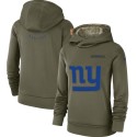 Women's New York Giants Olive Salute To Service Team Logo Performance Pullover NFL Hoodie