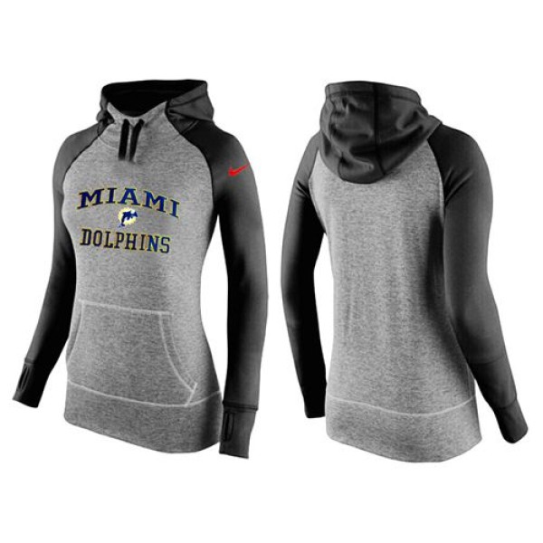 Women's Nike Miami Dolphins Performance Hoodie Grey   Black