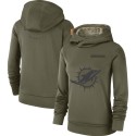 Women's Miami Dolphins Olive Salute To Service Team Logo Performance Pullover NFL Hoodie