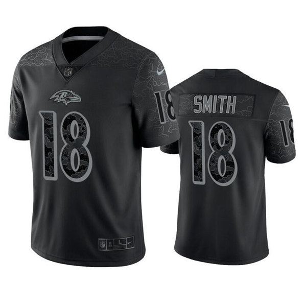 Baltimore Ravens #18 Roquan Smith Black Reflective Limited Stitched Jersey