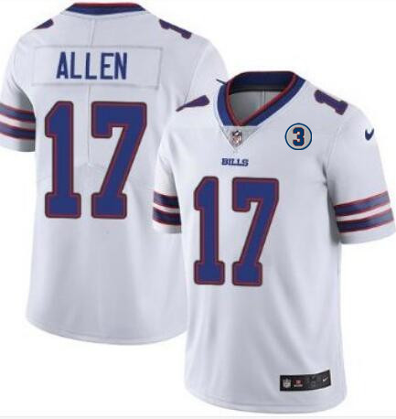 Buffalo Bills #17 Josh Allen White With NO.3 Patch Vapor Untouchable Limited Stitched Jersey