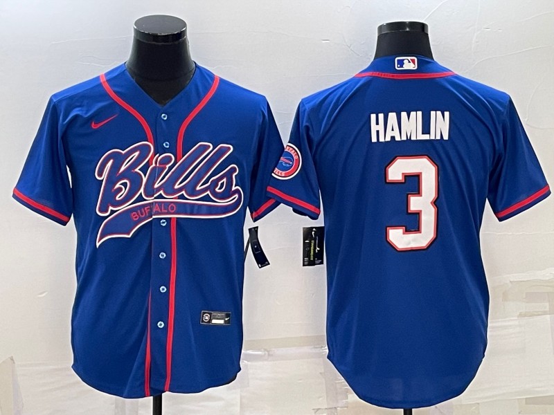Buffalo Bills #3 Damar Hamlin Royal With Patch Cool Base Stitched Jersey
