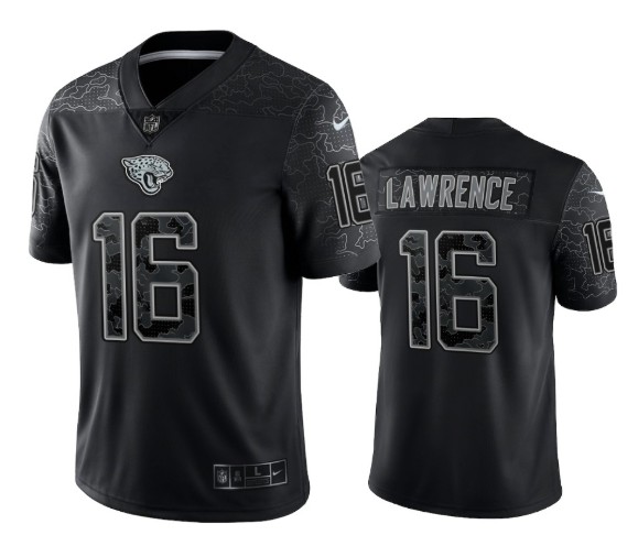 Jacksonville Jaguars #16 Trevor Lawrence Black Reflective Limited Stitched Jersey