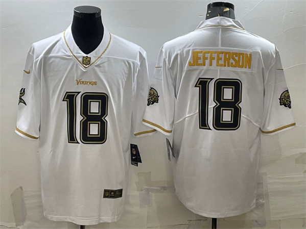 Minnesota Vikings #18 Justin Jefferson White Golden Edition Limited Stitched Jersey
