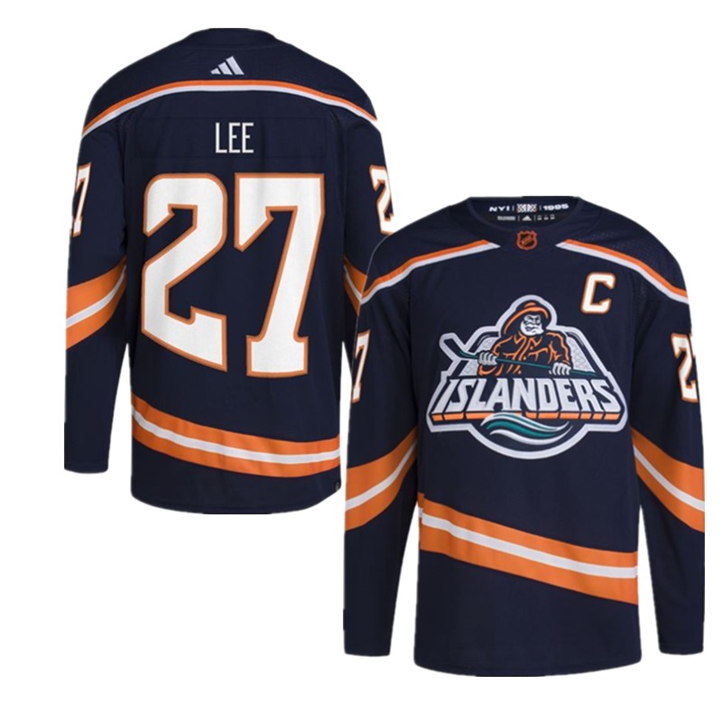 New York Islanders #27 Anders Lee Navy 2022-23 Reverse Retro Stitched Jersey