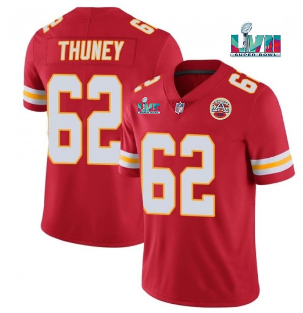 Kansas City Chiefs #62 Joe Thuney Red Super Bowl LVII Patch Vapor Untouchable Limited Stitched Jersey
