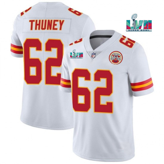 Kansas City Chiefs #62 Joe Thuney White Super Bowl LVII Patch Vapor Untouchable Limited Stitched Jersey