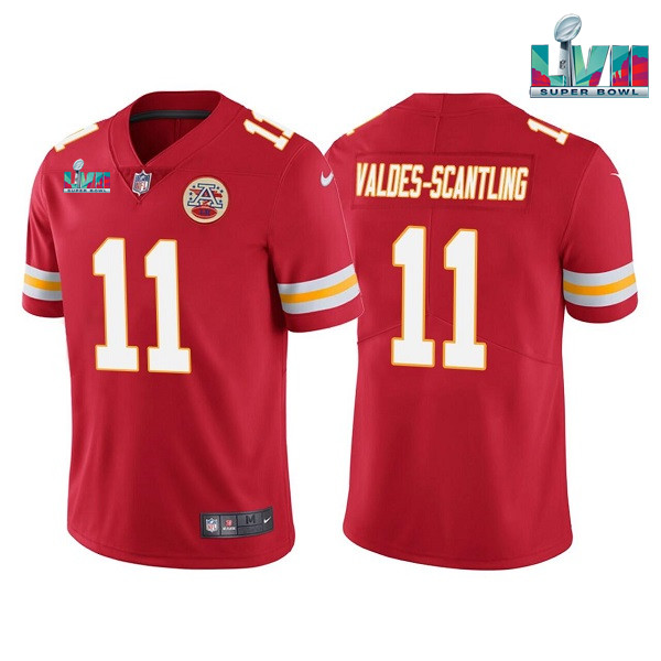 Kansas City Chiefs #11 Marquez Valdes-Scantling Red Super Bowl LVII Patch Vapor Untouchable Limited Stitched Jersey