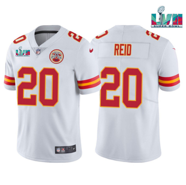 Kansas City Chiefs #20 Justin Reid White Super Bowl LVII Patch Vapor Untouchable Limited Stitched Jersey