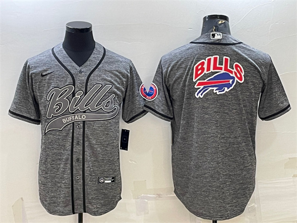 Buffalo Bills Gray Team Big Logo With Patch Cool Base Stitched Jersey