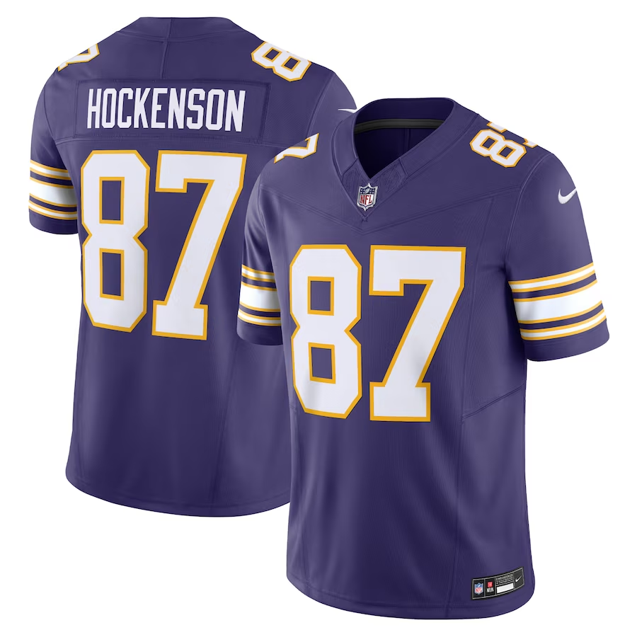 Minnesota Vikings #87 T.J. Hockenson Purple 2023 F.U.S.E. Vapor Untouchable Stitched Jersey