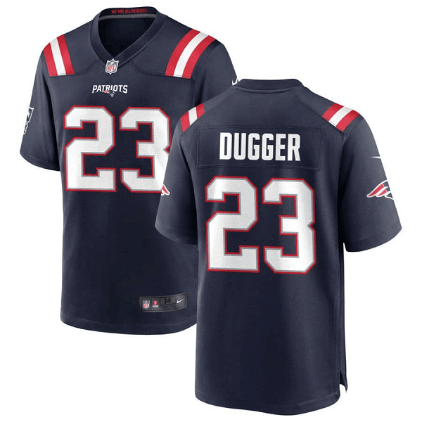 New England Patriots #23 Kyle Dugger Navy Stitched Game Jersey