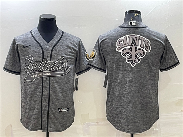 New Orleans Saints Gray Team Big Logo With Patch Cool Base Stitched Jersey