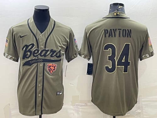 Chicago Bears #34 Walter Payton Olive 2022 Salute To Service Cool Base Stitched Jersey