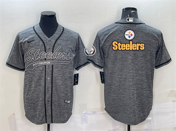 Pittsburgh Steelers Gray Team Big Logo With Patch Cool Base Stitched Jersey