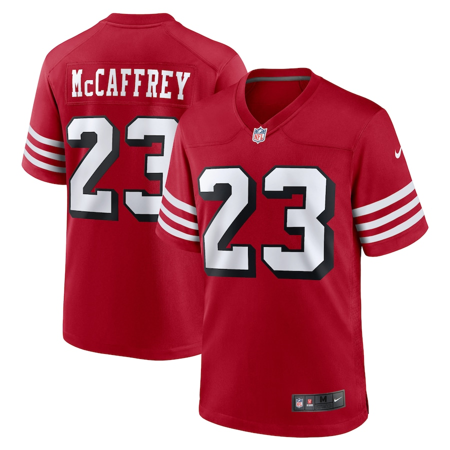 San Francisco 49ers #23 Christian McCaffrey Red Game Stitched Jersey