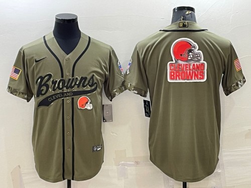 Cleveland Browns Olive 2022 Salute To Service Team Big Logo Cool Base Stitched Jersey