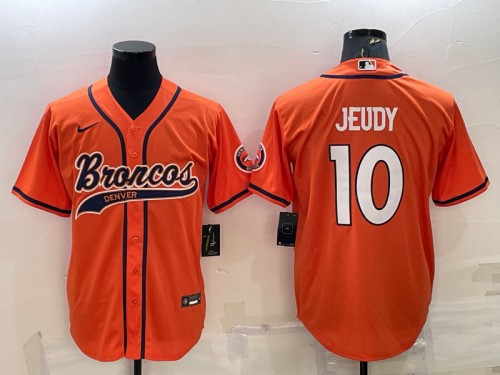 Denver Broncos #10 Jerry Jeudy Orange With Patch Cool Base Stitched Jersey