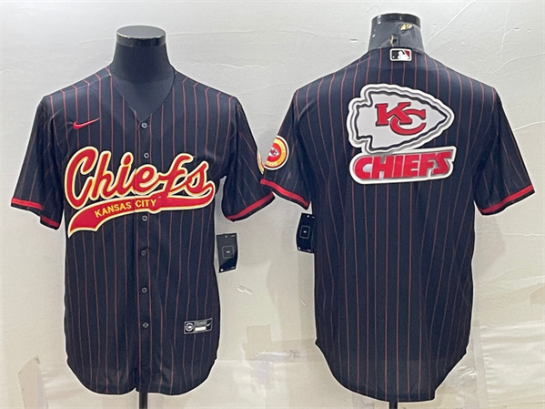 Kansas City Chiefs Black Team Big Logo With Patch Cool Base Stitched Jersey
