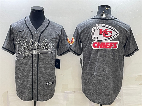 Kansas City Chiefs Grey Team Big Logo With Patch Cool Base Stitched Jersey