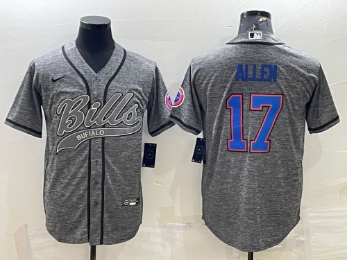 Buffalo Bills #17 Josh Allen Gray With Patch Cool Base Stitched Jersey