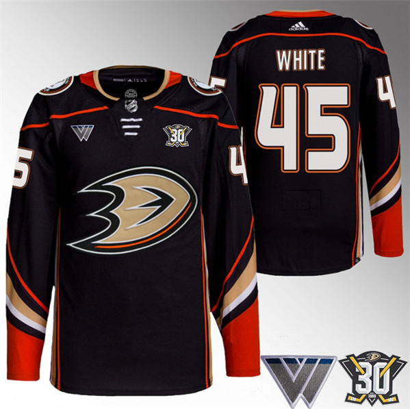 Anaheim Ducks #45 Colton White Black 30th Anniversary Stitched Jersey