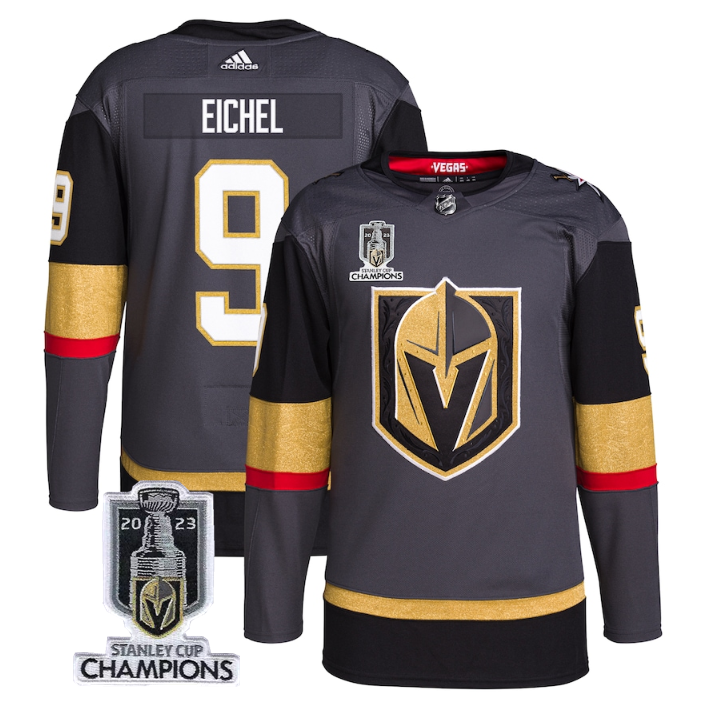 Vegas Golden Knights #9 Jack Eichel Gray 2023 Stanley Cup Champions Stitched Jersey