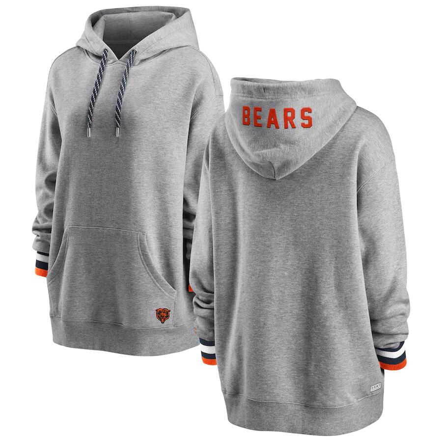 Women's Chicago Bears WEAR By Erin Andrews Heathered Gray Pullover Fleece NFL Hoodie(Run Small)