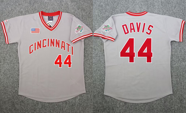 Cincinnati Reds #44 Eric Davis Gray 1990 World Series Stitched Jersey