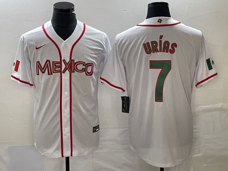 Mexico #7 Julio Urías 2023 White World With Patch Classic Stitched Jersey