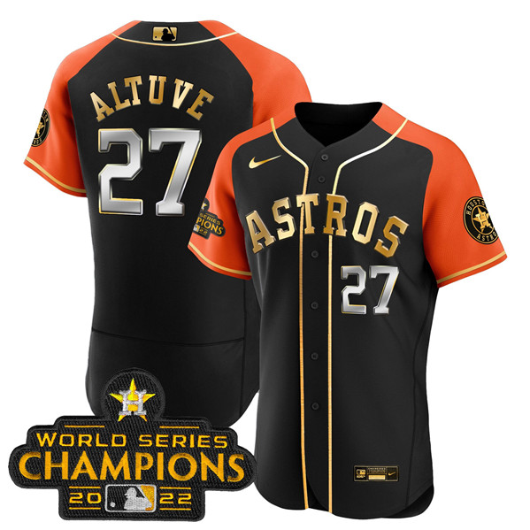 Houston Astros #27 Jose Altuve 2023 Black Gold V2 Alternate Flex Base Stitched Jersey
