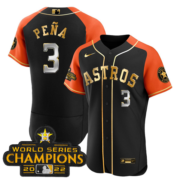 Houston Astros #3 Jeremy Peña 2023 Black Gold V2 Alternate Flex Base Stitched Jersey
