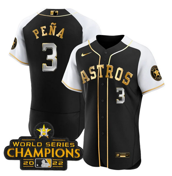 Houston Astros #3 Jeremy Peña 2023 Black Gold Alternate Flex Base Stitched Jersey