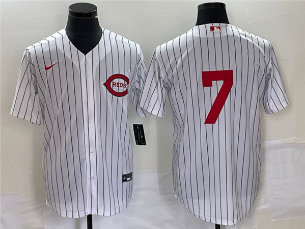 Cincinnati Reds #7 Spencer Steer White Field Of Dreams Stitched Jersey