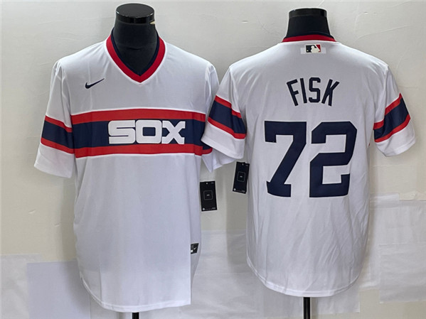 Chicago White Sox #72 Carlton Fisk White Cool Base Stitched Jersey