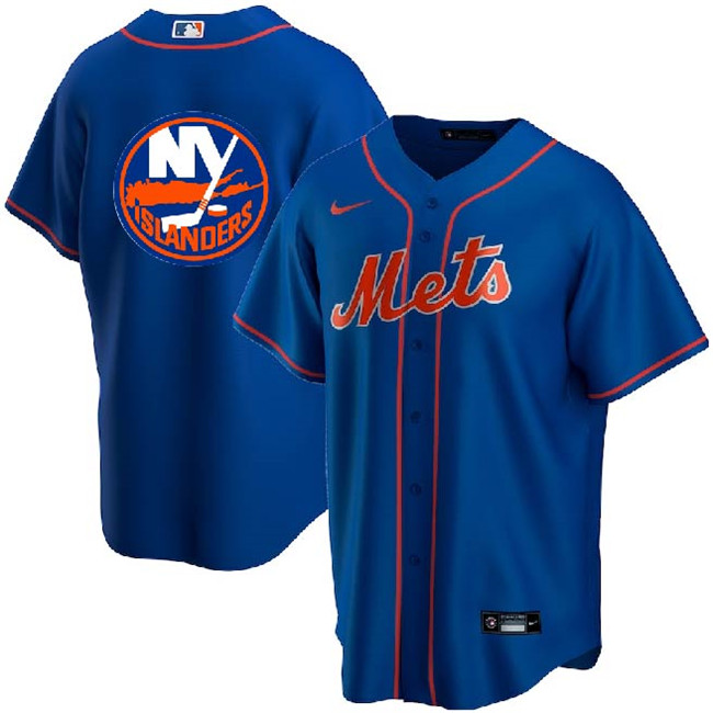 New York Mets Islanders Blue Cool Base Stitched Jersey