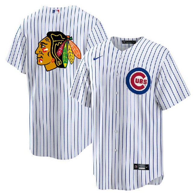 Chicago Cubs Blackhawks White Cool Base Stitched Jersey