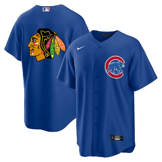 Chicago Cubs Blackhawks Royal Cool Base Stitched Jersey