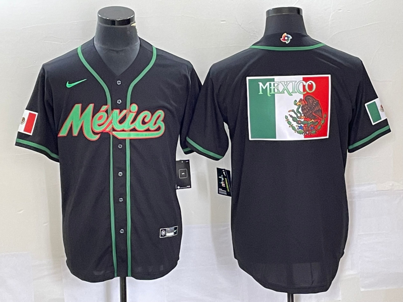 Mexico 2023 Black World Classic Team Big Logo Stitched Jersey