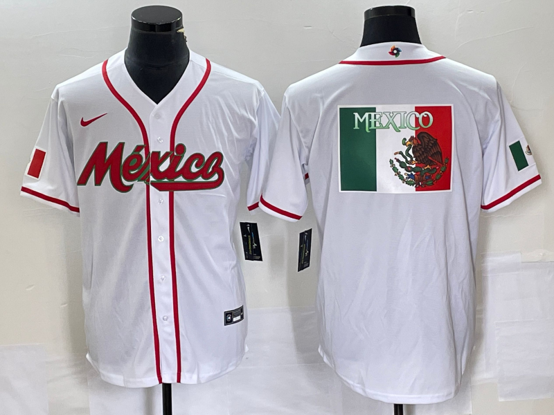 Mexico 2023 White World Classic Team Big Logo Stitched Jersey