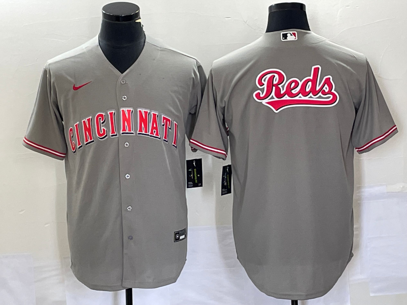 Cincinnati Reds Gray Team Big Logo Cool Base Stitched Jersey